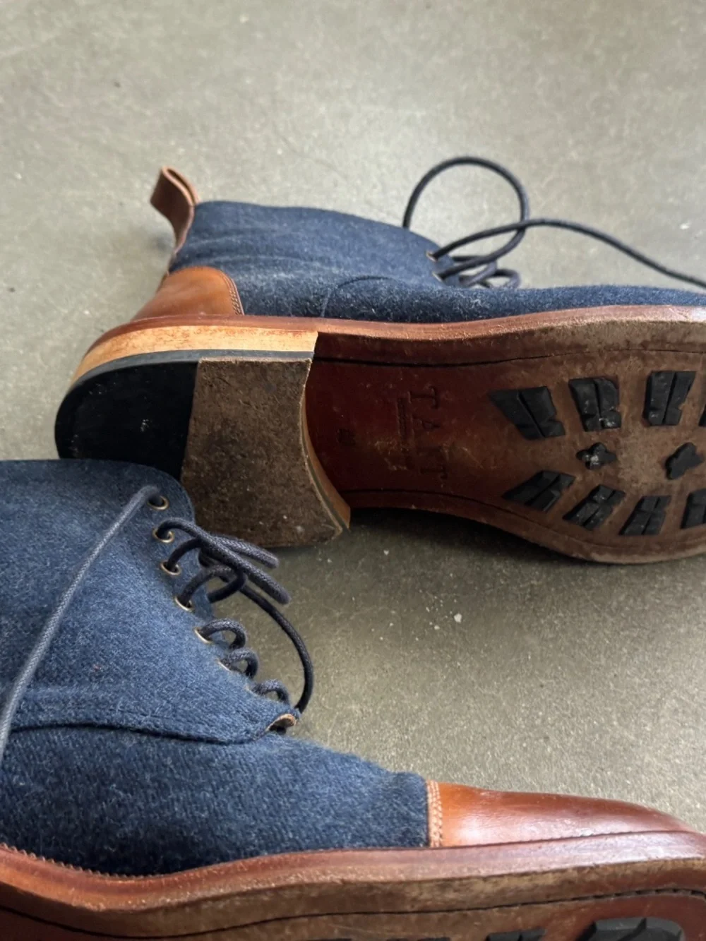 Navy Denim Taft Jack Boots, Size 40